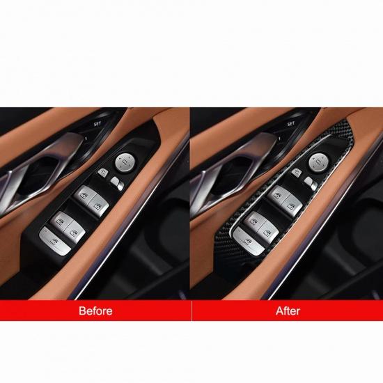 4 bucăți fibră de carbon mașină comutator geam capac autocolante accesorii de decorare pentru BMW Seria 3 G20 G28 325li 330d 335 -20