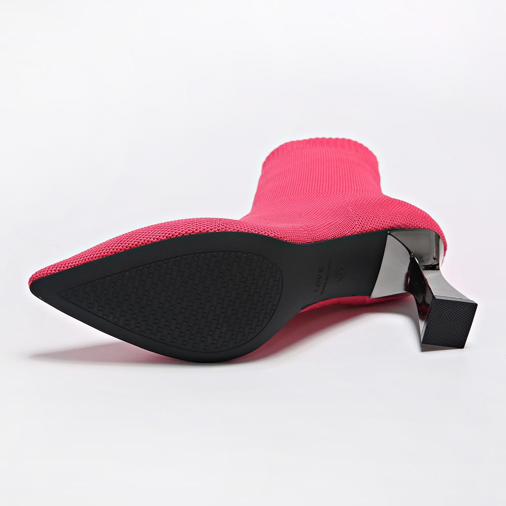 Aphixta Women Winter Autumn Knitted Sock Boots Colorful Eletant High Heel Shoe Stretch Fabric Slip-on Ladies Ankle Boots Size 42