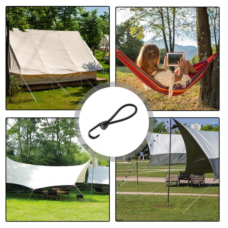 outdoor tent elastic rope Bungee Cords with Hook Small Elastic Camping Tent Bungee Straps Tent Fixing String Hooks Accessories