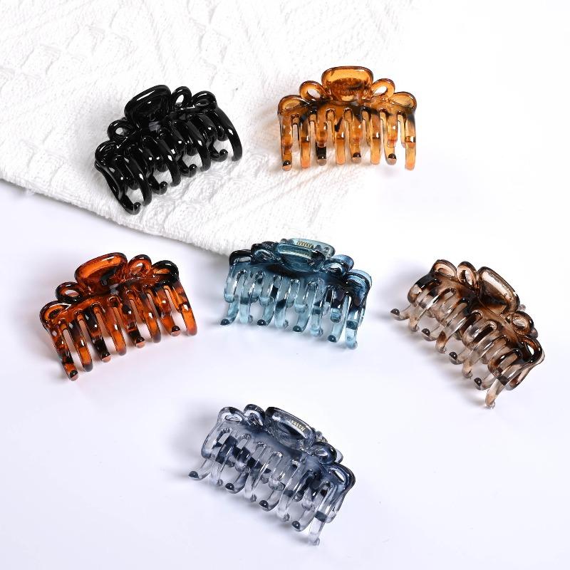 Transparent Nail Clip for Hair, Double Row of Teeth, Medium Size, With Spring Closure