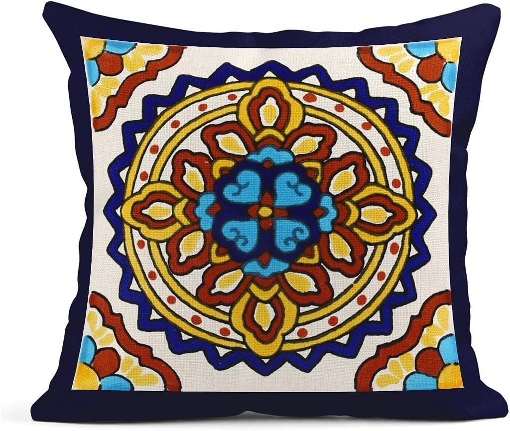 Of 4 Linen Throw Pillow Covers Exotic Geometry Dark Retro Ethnic Home Decorative Flax Pillow Cases Cushion Square Pillowcases