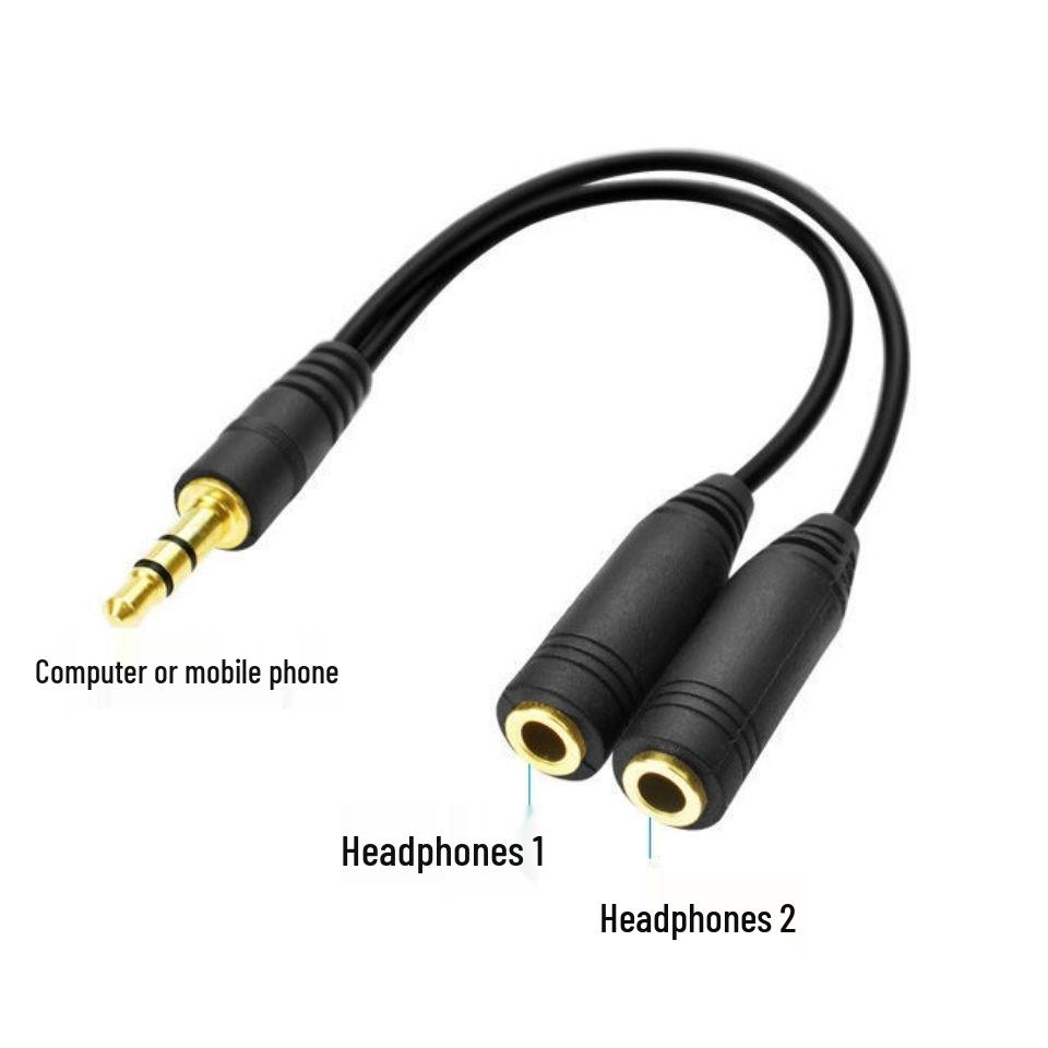 3.5mm Headphone Splitter Cable: 1-to-2 Audio Adapter for Shared Listening