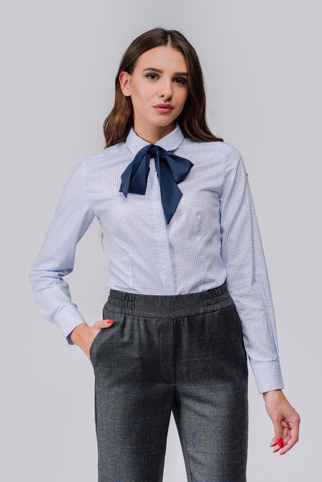 

Класична сорочка з бантом довгий рукав бавовна 36 небо синє світло кольору