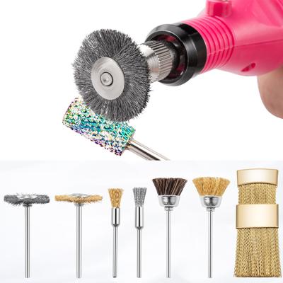 Nagelkunst Bit Reinigungsbürste Nagelbohrerkopf Reinigungsbürste Kupferdraht Bohrerreiniger Nagelkunstwerkzeuge für Nagelstudio Heimgebrauch