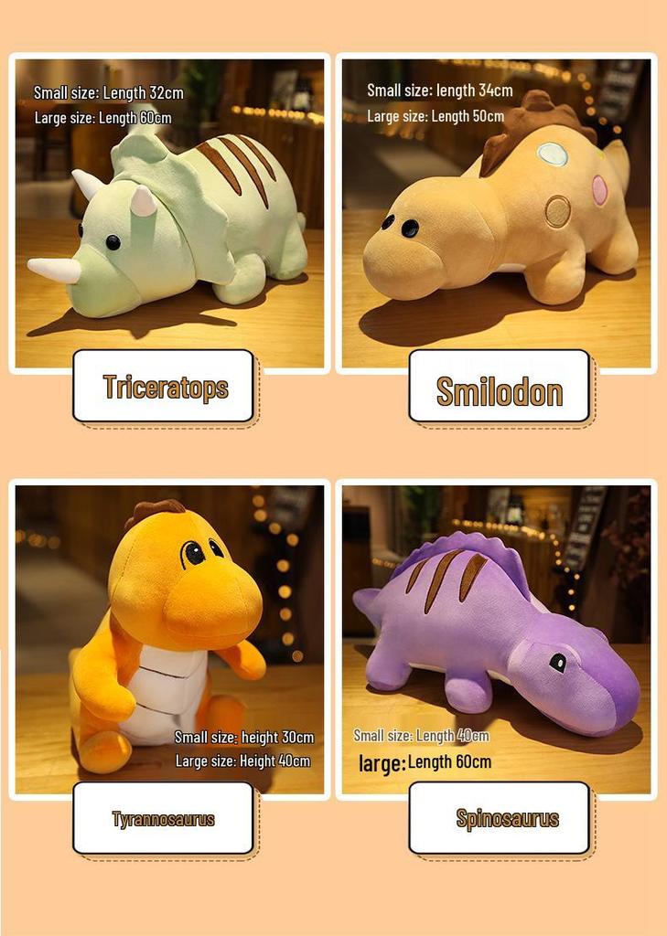 Entzückendes Dinosaurier-Stofftier: Tyrannosaurus Rex, Triceratops, Velociraptor Kinderkissenpuppe