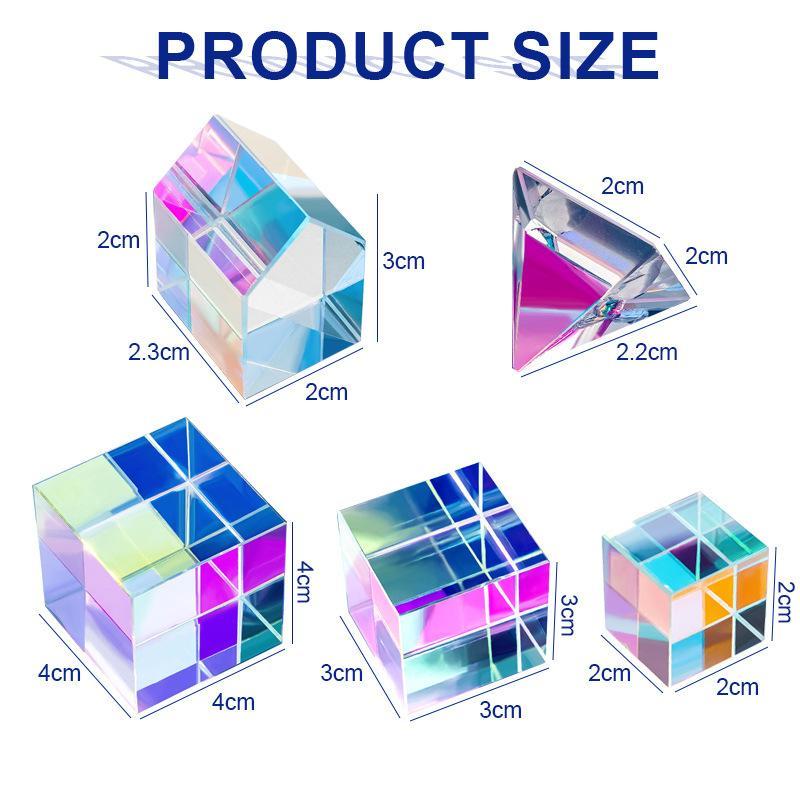 Mini K9 Prism Cube Optical Glass Rgb Dispersion Prism X-Cube For Physics Teaching Art Decor Jewelry Making Craft Diy