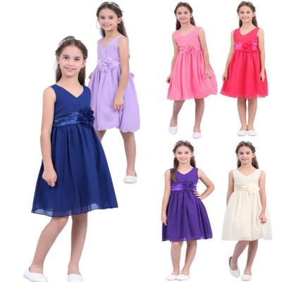 Kids Girls Ball Gown Prom Wedding Bridesmaid Chiffon Summer Party Dress
