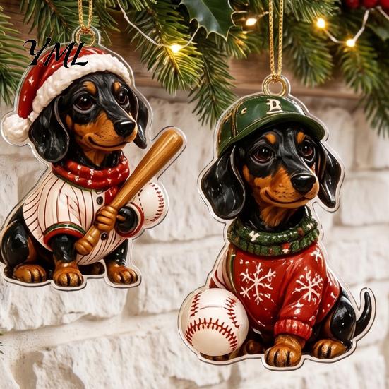 Dog Lover Holiday Advent Gifts 2026 Dachshund Calendar, 24 Days Acrylic Baseball Figures Theme Party Supplies Christmas Countdown Collectible Cartoon