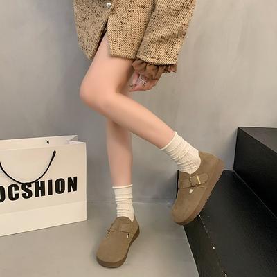 Thick-soled Autumn and Winter New Fashionable Lazy Shoes with Velvet To Keep Warm, One-pedal Rocking Shoes
