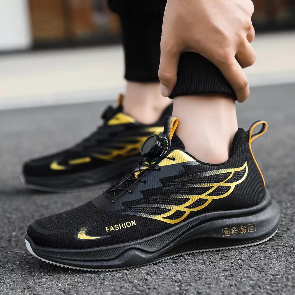 

Men s shoes spring and summer breathable and lightweight running shoes rotating button thick sole comfortable student sports shoes breathable and 44 чёрный