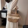 Sac fourre-tout tissé bohème féminin pour femmes, sacs à main et pochettes en paille pour la plage, été, mode féminine