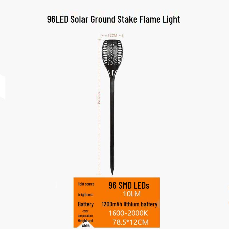 Solar Flame Torch Light with Sensor, 12 LED for Outdoor Decor and Landscape