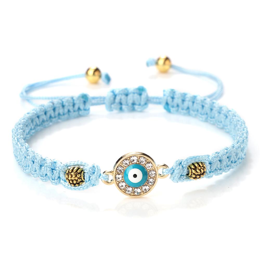 Women Crystal Blue Evil Eye Braided Bracelet Turkish Healing Yoga Couple Bracelet&Bangles Chain Pulsera Jewelry Gift