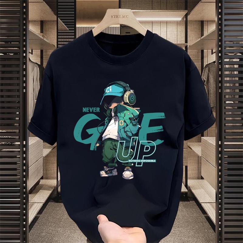 

2025модная мужская футболка с короткими рукавами и принтом, мужская летняя новая футболка из чистого хлопка с короткими рукавами, модный бренд Ins XXXXL