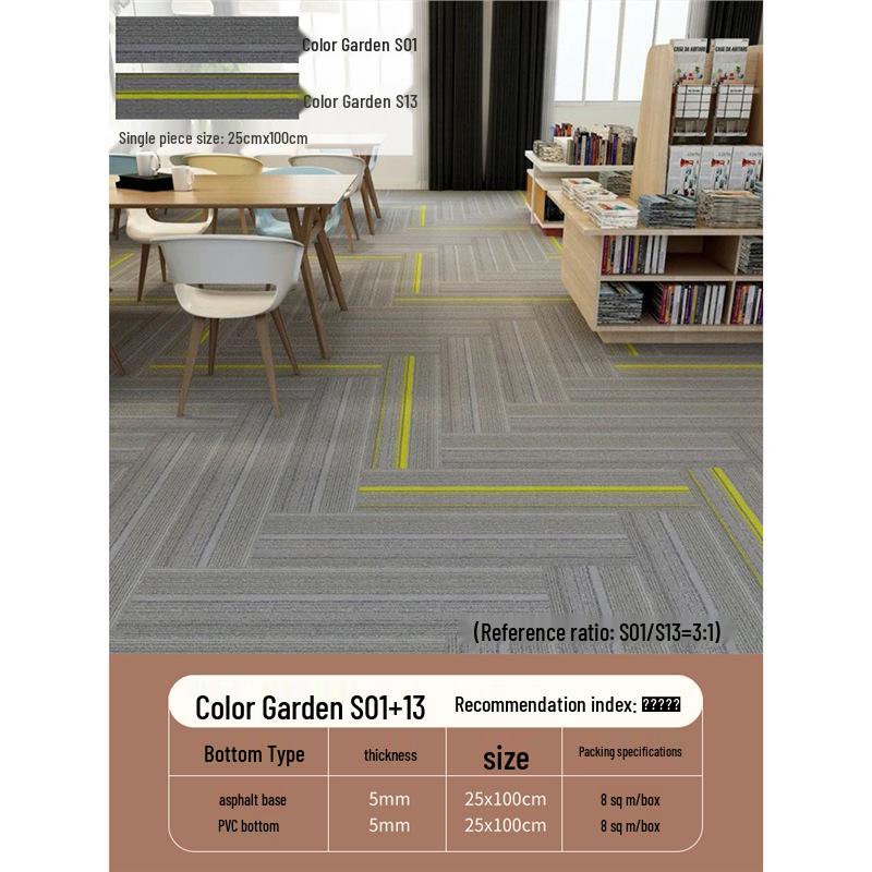 

Color Garden Commercial Wall-to-Wall Floor Carpet Mat for Office Spaces Asphalt Backing