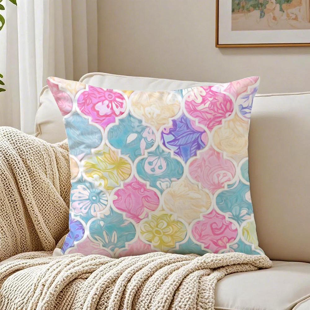 MMoroccan Pattern Cushion Cover Linen Pillowcase Soft for Sofa Bed Home Room Decor
