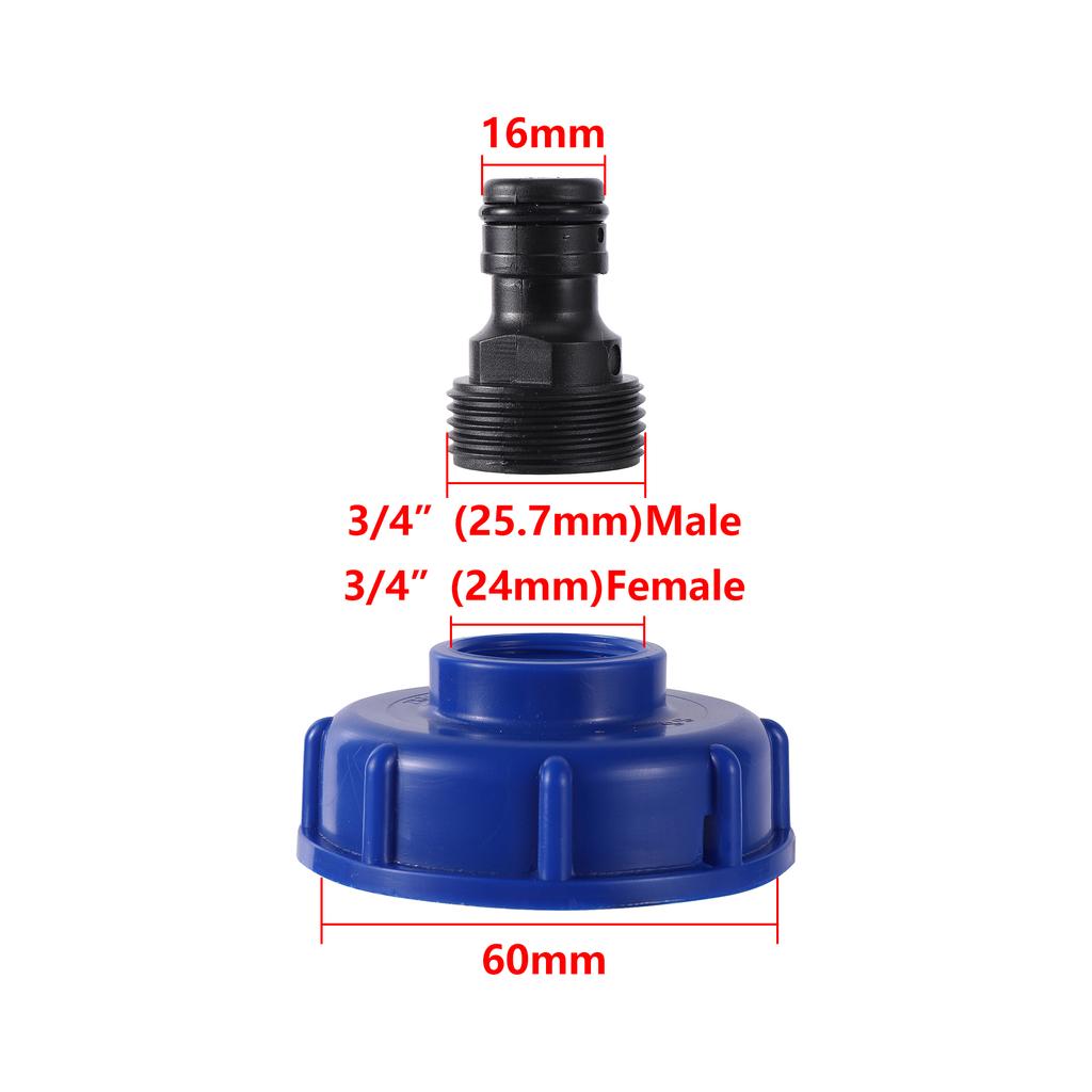 Adaptador de Drenaje IBC S60 Rosca Hembra 1/2"3/4" Adaptador de Tanque Acoplamiento Rápido para Manguera de 16mm Válvula de Grifo Adaptador Adaptador de Manguera de Jardín
