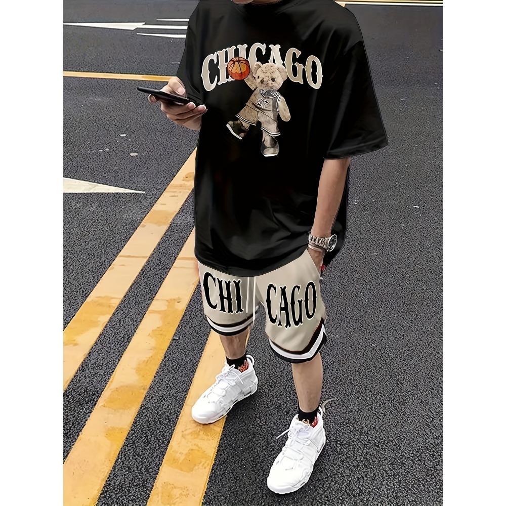 

Summer Men s 3D Digital Printing O-Neck Fashion Casual Short Sleeve Set - 2-piece Short Sleeve and Shorts Set XS