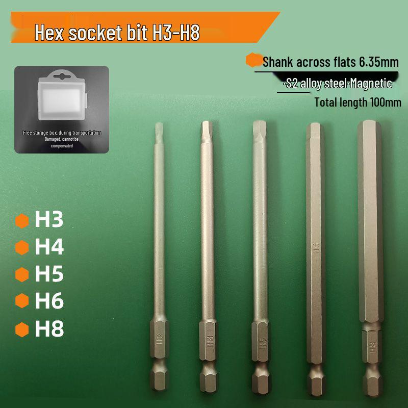 S2 Strong Magnetic Hex Socket Bit - High Strength, Shock Resistant for Hand Drills and Electric Screwdrivers