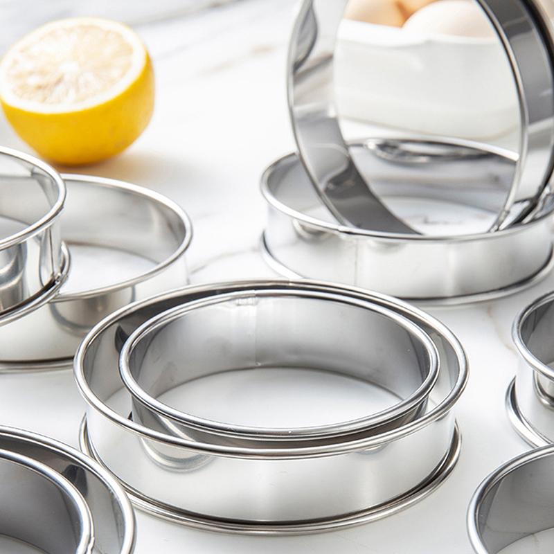 8/9/10CM English Muffin Rings Crumpet Rings Double Rolled Tart Ring Round Stainless Steel Muffin Tart Rings Mold Baking Tools