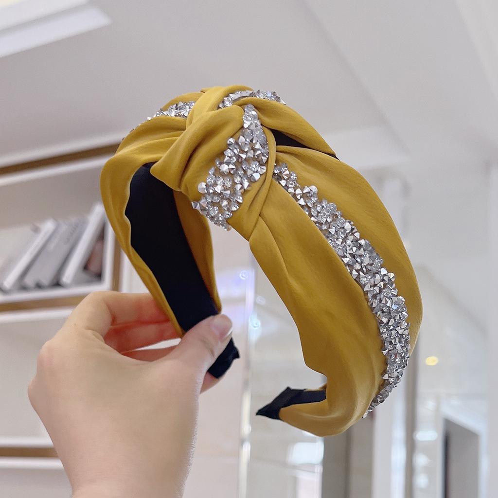 PROLY New Fashion Women's Hair Accessories Wide Side Shining Rhinestone Hairband Center Knot Headband