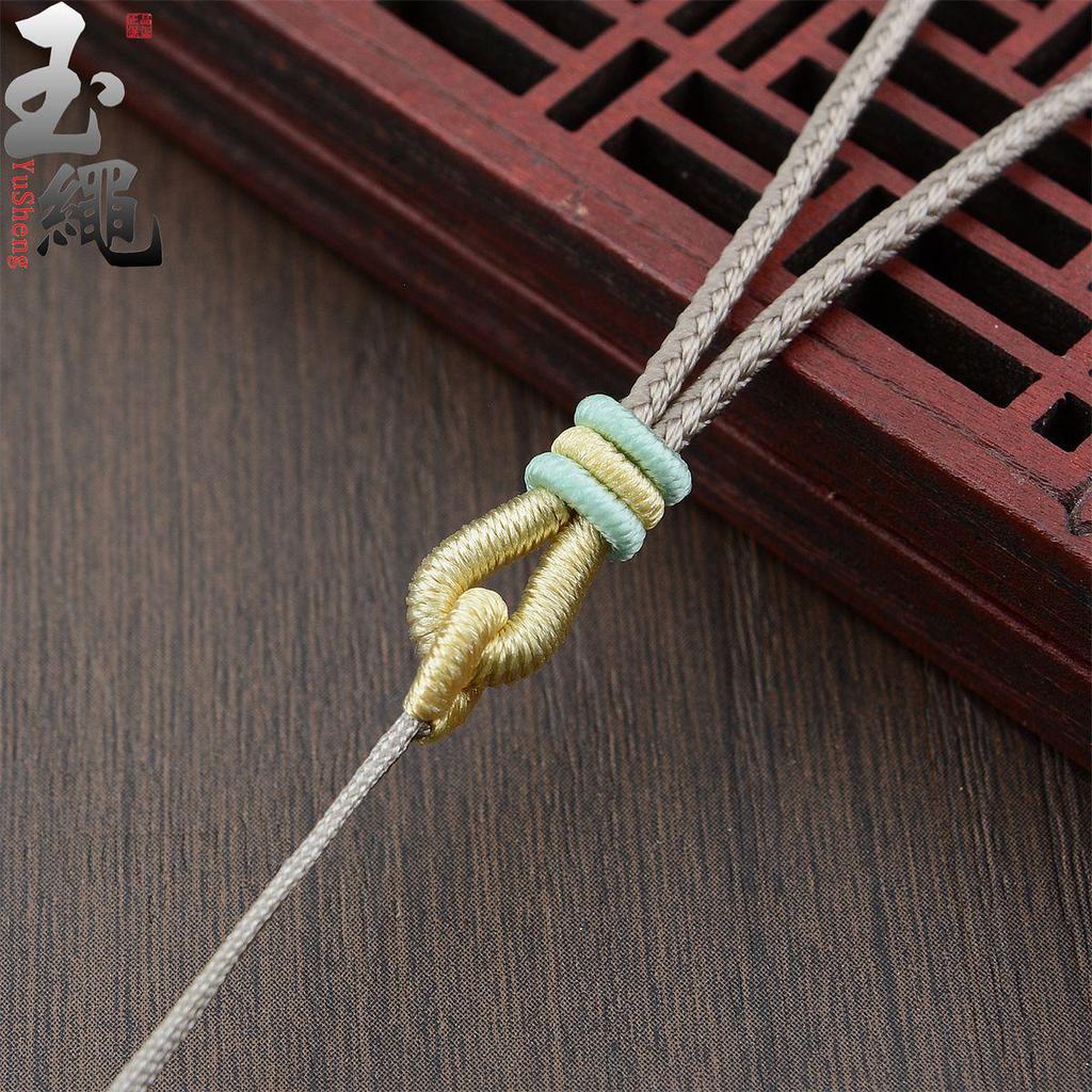 Hand-Woven Ruyi Knot Lanyard Necklace with Jade and Crystal Pendants