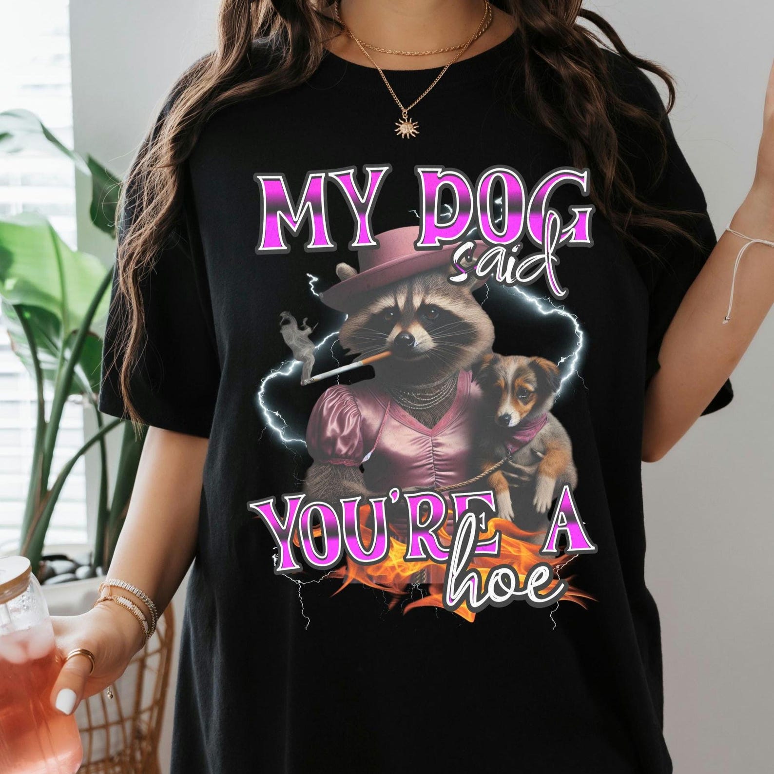 Funny Raccoon Meme T-Shirt: Inappropriate Adult Humor, Dog Lover Gift 2XL