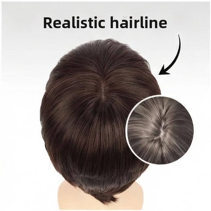 Herren Braune Seitenscheitel Kurze Gerade Perücke