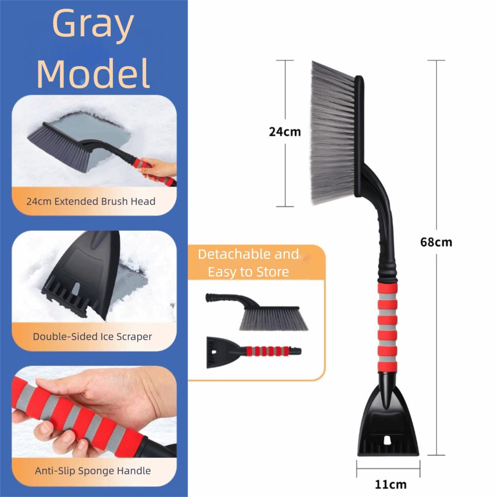 

Practical Detachable Snow Shovel Brush Non Slip Portable Ice Scraper Wash Defroster сірий
