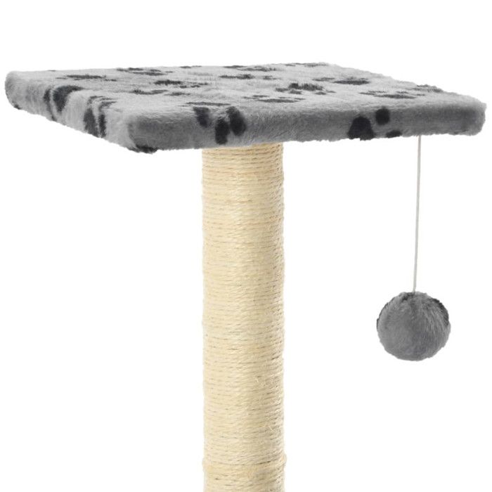 VidaXL Arbre à chat avec griffoirs en sisal 65 cm Gris Motif de pattes