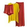 Damen Locker Lässig Rundhals Kurzarm T-Shirt Lange Hose Und Shorts Dreiteiliges Set Einfarbig Pyjama
