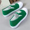 women fashion round toe anti skid spring slip on green canvas shoes lady student school black comfort loafers ab500