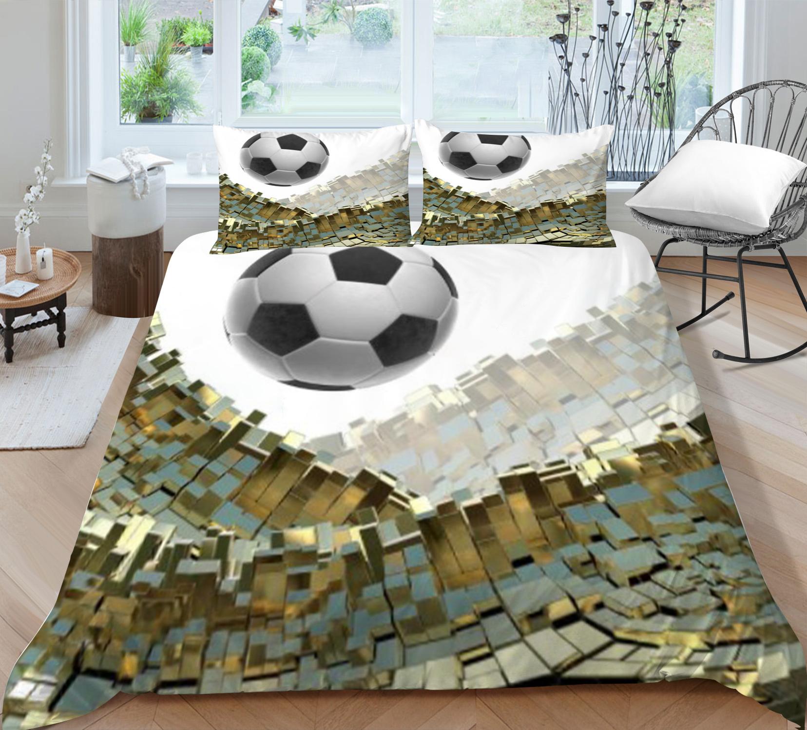 

Комплект постельного белья для подростка, одеяло, пододеяльник, мягкий пододеяльник, футбол, домашний текстиль, дышащая наволочка, теплый Single 135x200cm