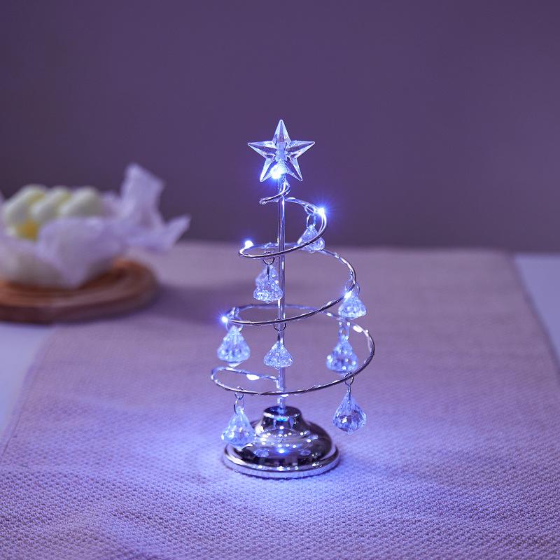 Christmas Decorations Electroplated Iron Christmas Tree Luminous Crystal Christmas Tree Night Light Christmas Gift Ornaments