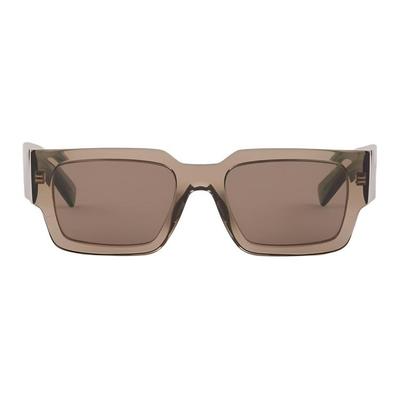 Prada Symbole Unique Three-dimensional Craftsmanship Acetate Square Sunglasses Unisex Couple Style Transparent Bark Brown
