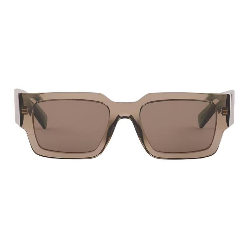 Prada Symbole Unique Three-dimensional Craftsmanship Acetate Square Sunglasses Unisex Couple Style Transparent Bark Brown