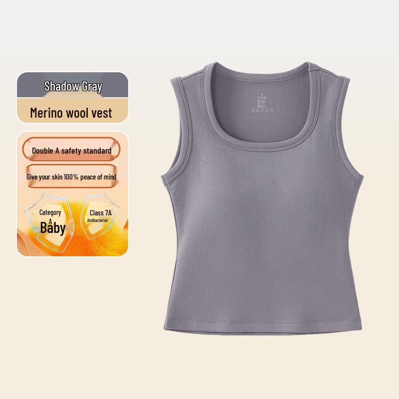 

Women s Merino Wool Vest with Chest Pad for Autumn/Winter – Bra-Free, Warm, and Stylish Back Design One-Piece Base Layer. M (100-115 lbs)