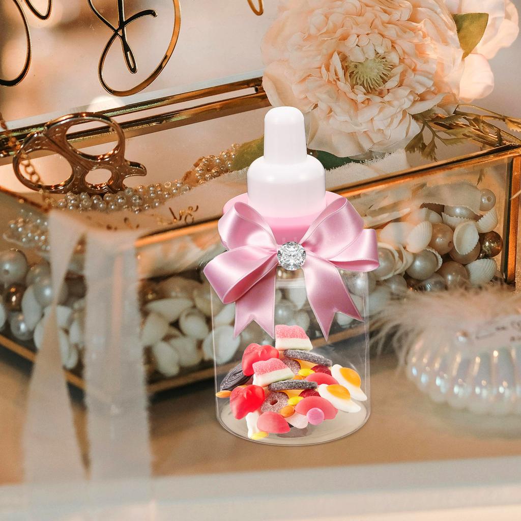 12Pcs Pink Plastic Mini Feeding Bottle Gift Boxes for Baby Shower Decorations Candy Filler Favor Packaging 9Cm 4Cm D