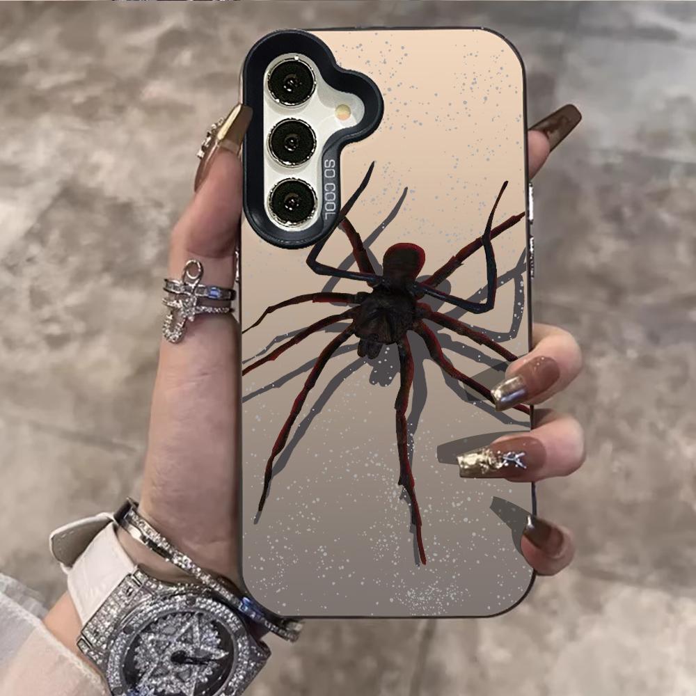 Black Spider Cartoon Cool Phone Case For Samsung Galaxy S26 Ultra S25 S24 S23 S22 PLUS FE A56 A55 A54 A53 IMD Shockproof Cover
