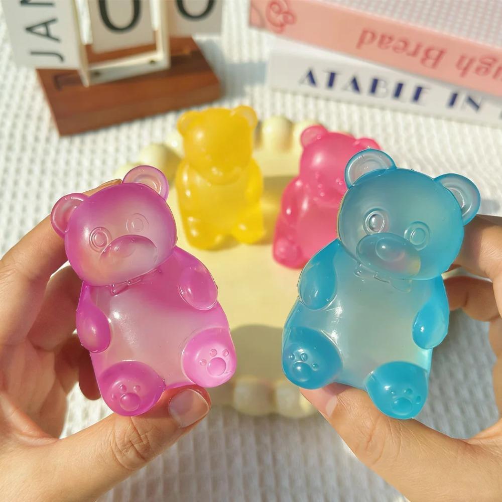 Tjelly Bear Squeeze Toy Slow Rebound Stress Relief Ball Cute Gummy Bear Shaped Decompression Fidget Toy
