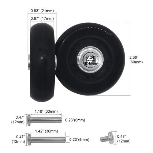 YongXuan Silent Series Caster Wheel Replacement Tire Kit for Suitcases, Shopping Carts, and Carry-on Bags, for Repairing Tires and Wheels, DIY Caster