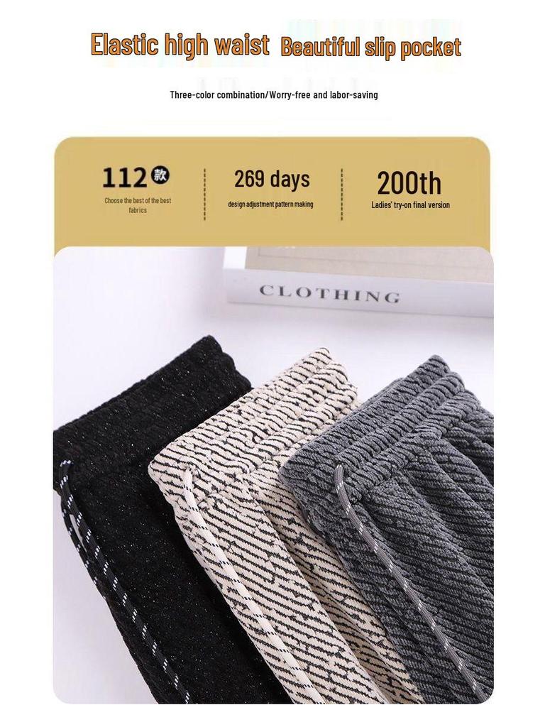 Plus Size 300 Jin Shiny Fleece Wide-Leg Pants for Women - New Loose Fit, High-Waisted, Versatile for Autumn & Winter
