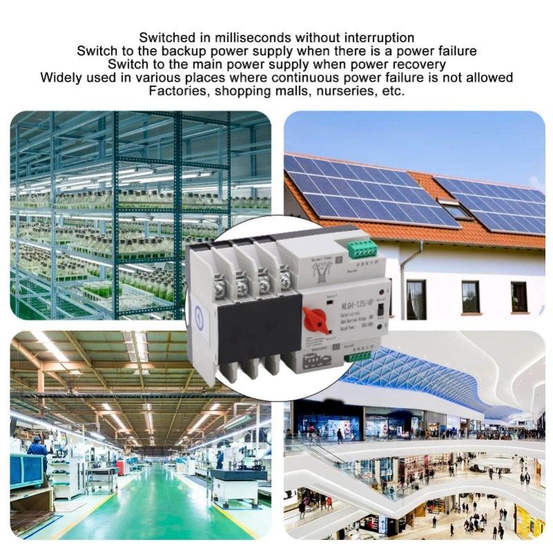 4P Dual Power Automatic Transfer Switch High Temperature Resistant Double Power Transfer Switch AC400V 100A