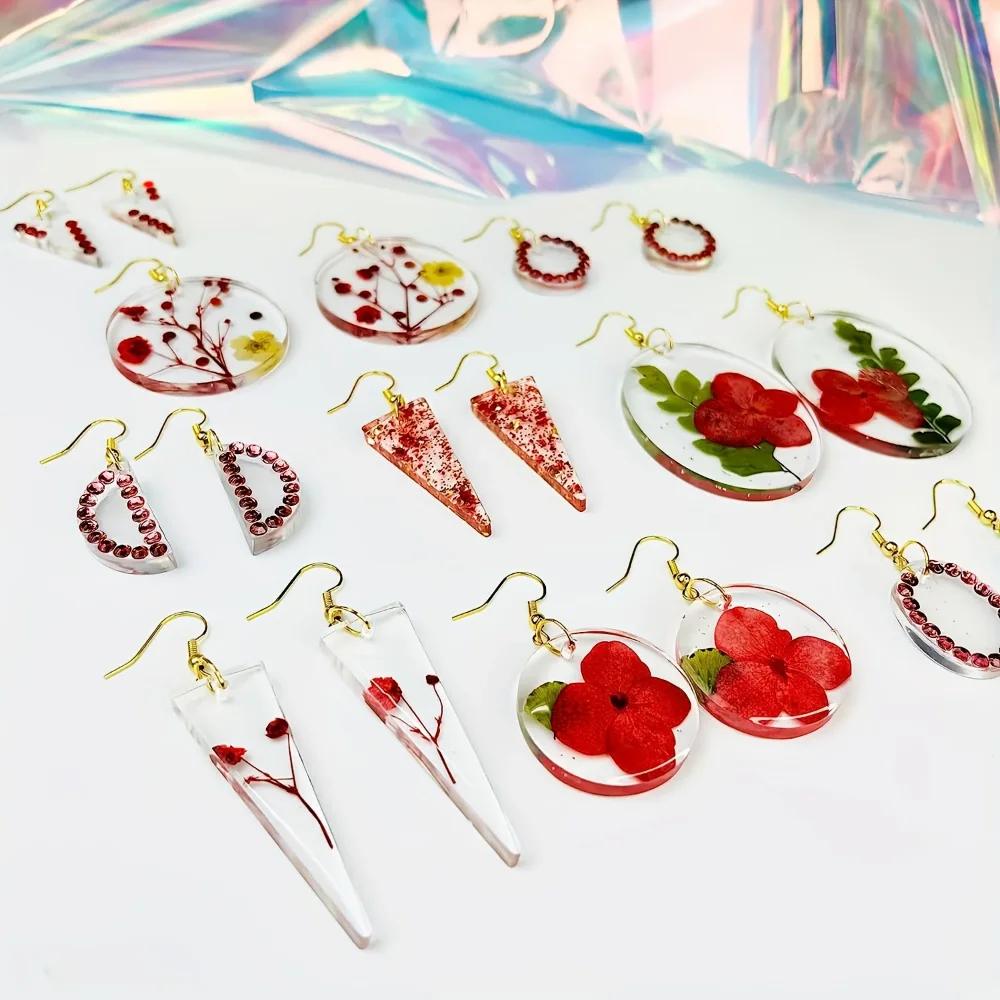 A Top Quality 11Pcs DIY Jewelry Earrings Drop Glue Mold, Epoxy Resin DIY Jewelry Resin Casting Mold, Earrings Making Process