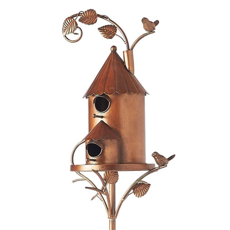 Zahradní Venkovní Kovový Ptačí Dům Dekorace Ptačí Budky Vhodné pro Venek s Tyčemi na Ptačí Domy Dekorace Zahradního Dvorku