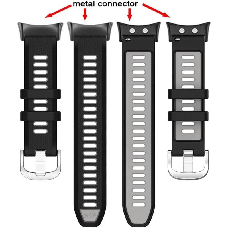 Silicone Strap for Garmin Swim 2 Watch Band for Garmin Forerunner 45 45s Replace Band Bracelet Two Tone Belt, Metal Connectors