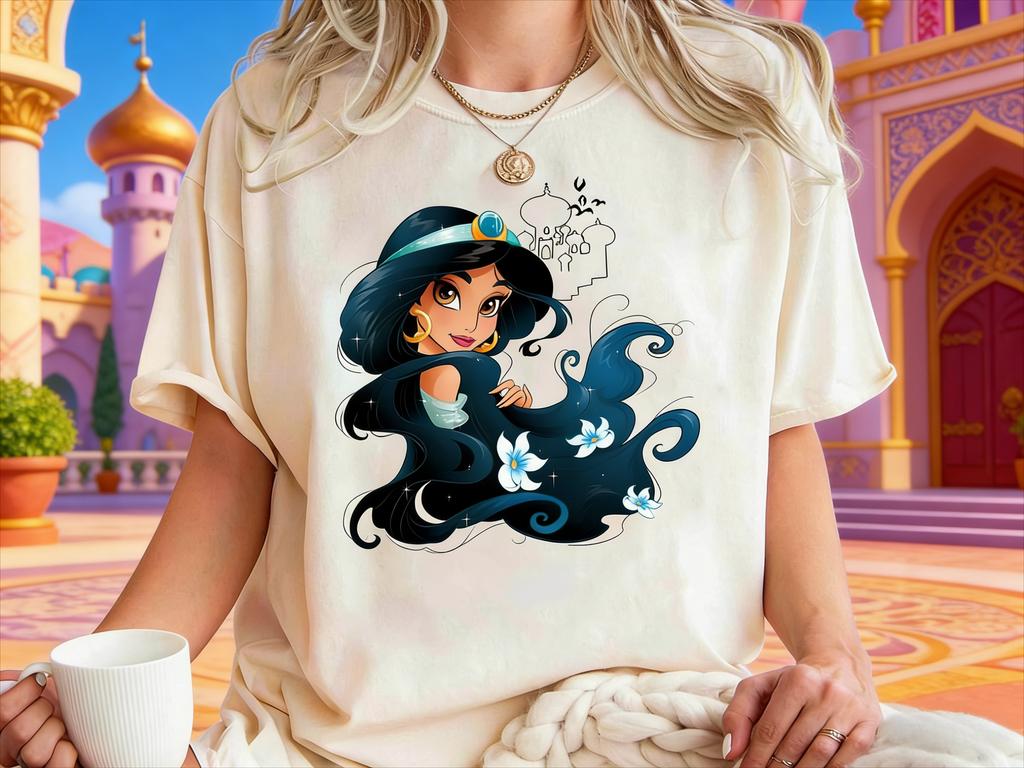 2026 Sommer Jasmin Grafik T-Shirt Unisex Unisex Mode Baumwollqualität Lässig Locker Kurzarm Klassisch Unisex
