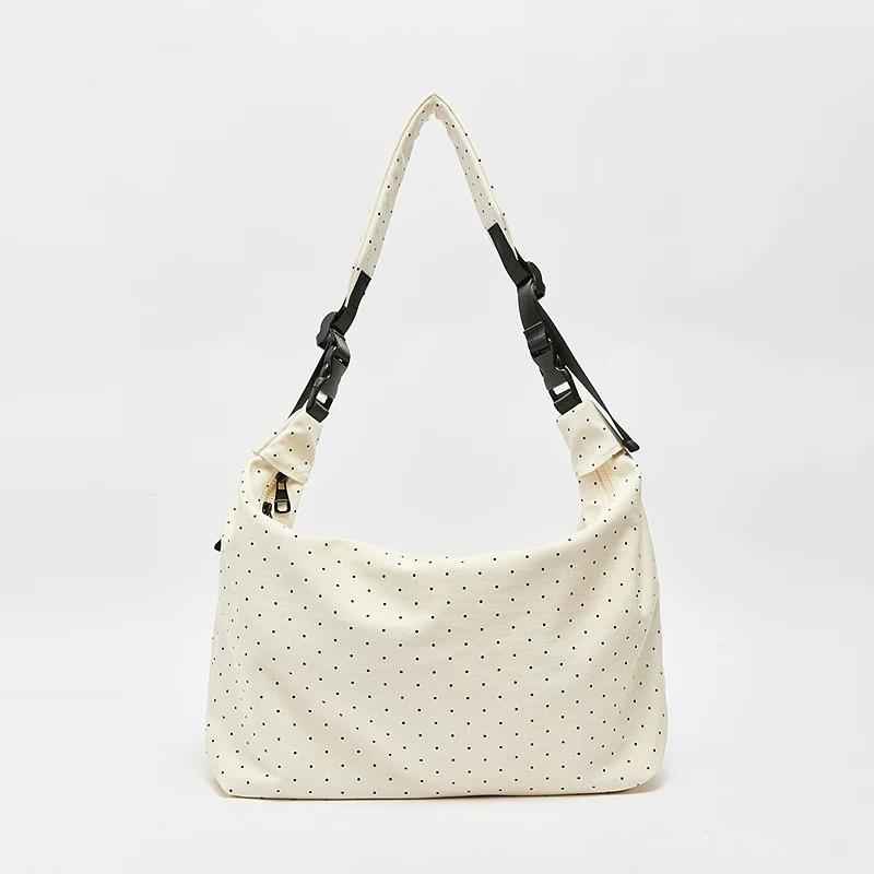 

Литературный стиль сумка из холста в горошек женская летняя мода ленивый стиль большая вместимость сумка-тоут на плечо сумка-мессенджер