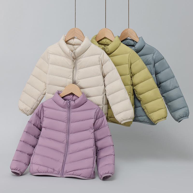 2025 Kids' Autumn-Winter Lightweight Down Short Jacket - Stand-Up Collar, Warm for Boys & Girls