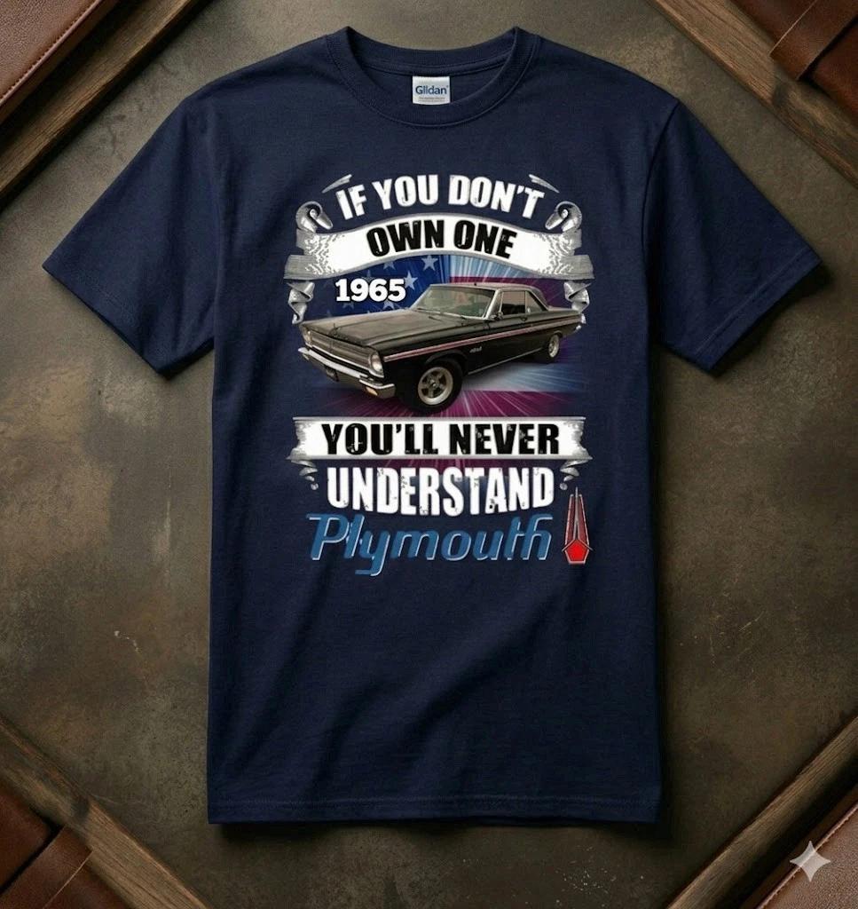 1965 Plymouth T Shirt Classic Car Graphic Tee Vintage Auto Shirt L